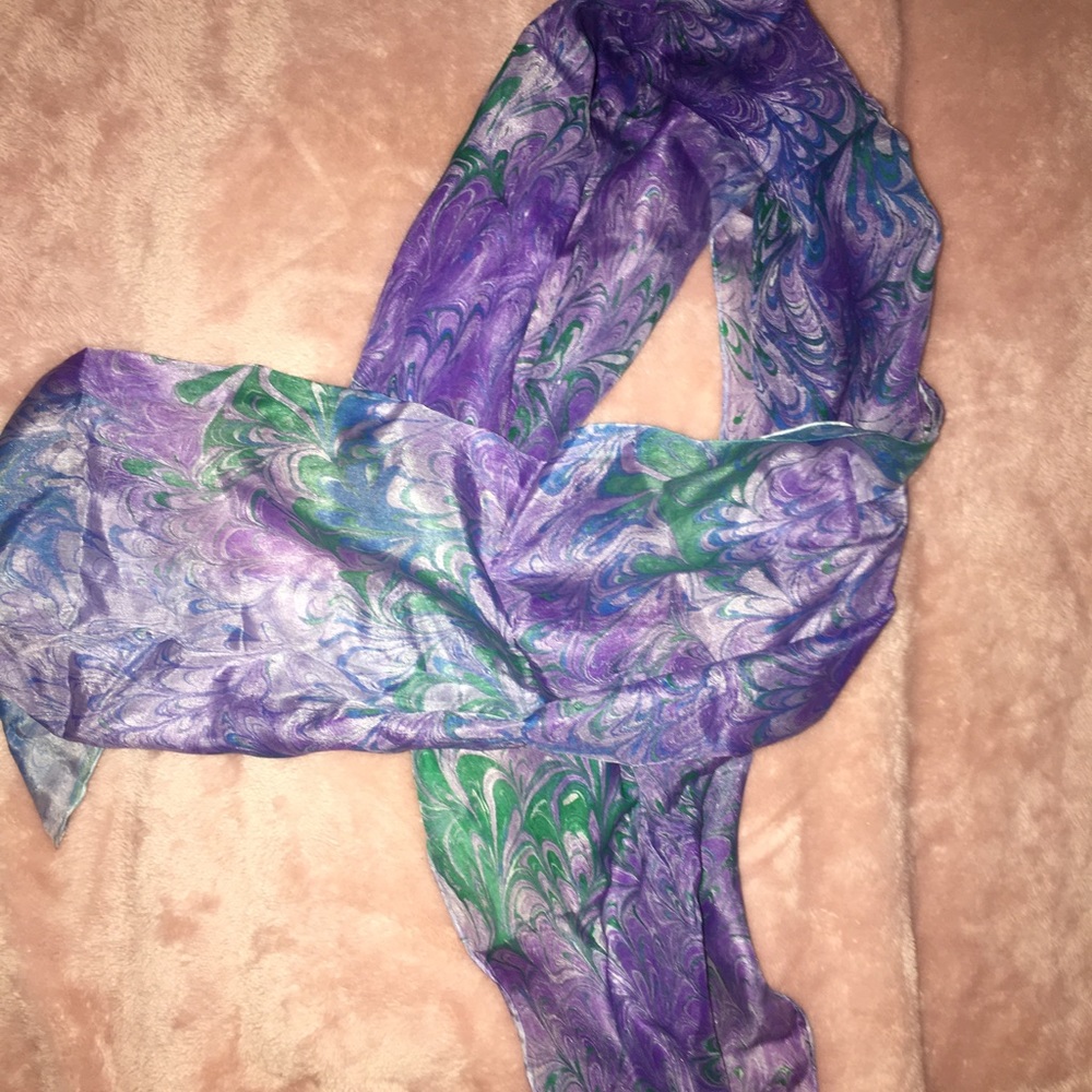 Vintage hand painted & signed silk scarf
